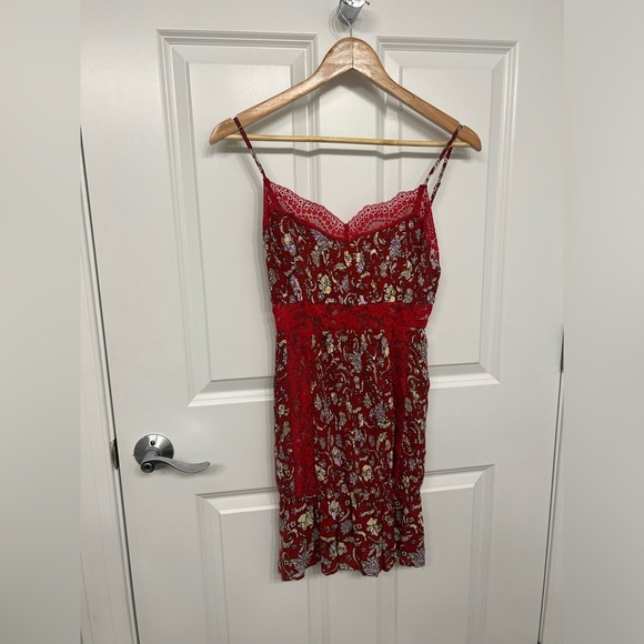 Free People Intimately Last Night Mini Nightgown Slipdress Cherry Combo - Picture 5 of 9